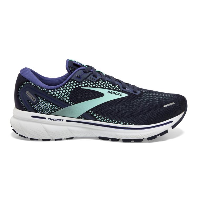 Brooks Women's Ghost 14 Cushioned Road Running Shoes - Peacoat/Yucca/Navy (ERLD69075)